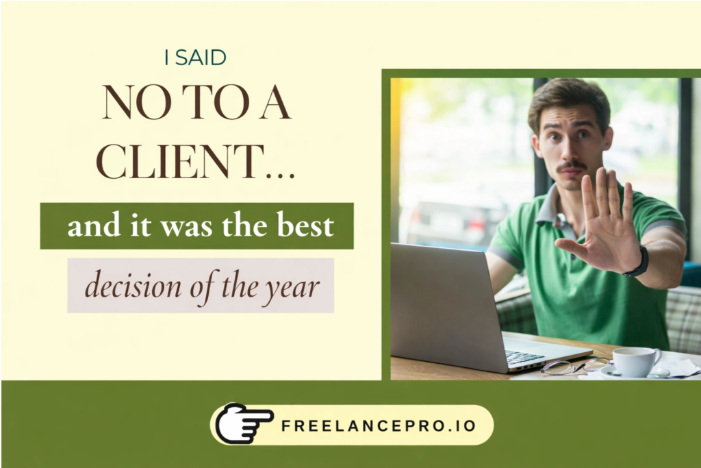 Freelancer expressing how to say no to a client to protect boundaries and build a sustainable freelance business