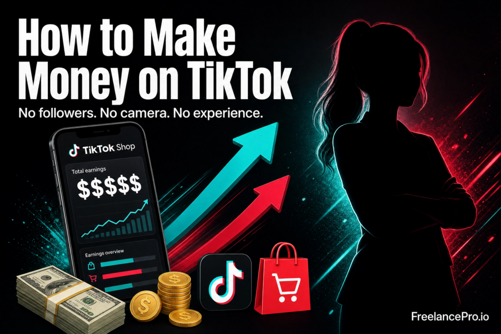 How to make money on TikTok - income paths including TikTok Shop, UGC creation and Creator Rewards explained on FreelancePro.io